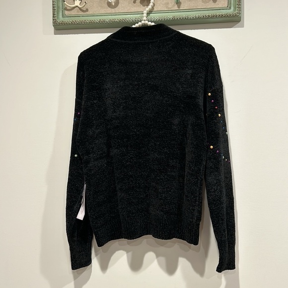 New ModCloth chenille black multicolored candy, confetti sweater women’s small - Picture 8 of 10
